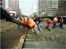 image of pouring concrete for pavement